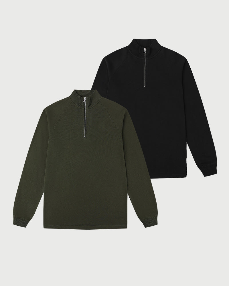 2pk Timeless Half-Zip Forest Night + Black