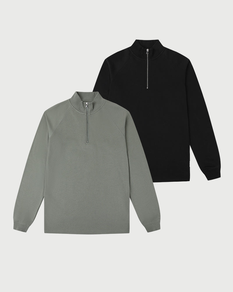 2pk Timeless Half-Zip Black + Sea Spray