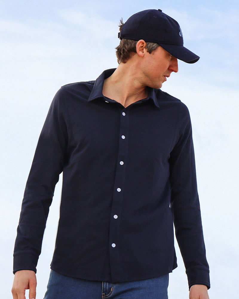Piqué Button Down Navy