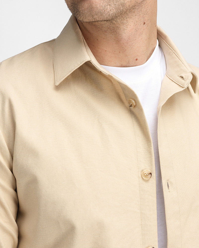 Premium Linen Overshirt Beige