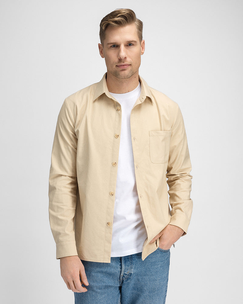 Premium Linen Overshirt Beige