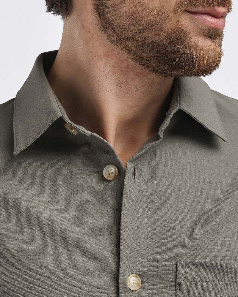 Premium Linen Overshirt Olive