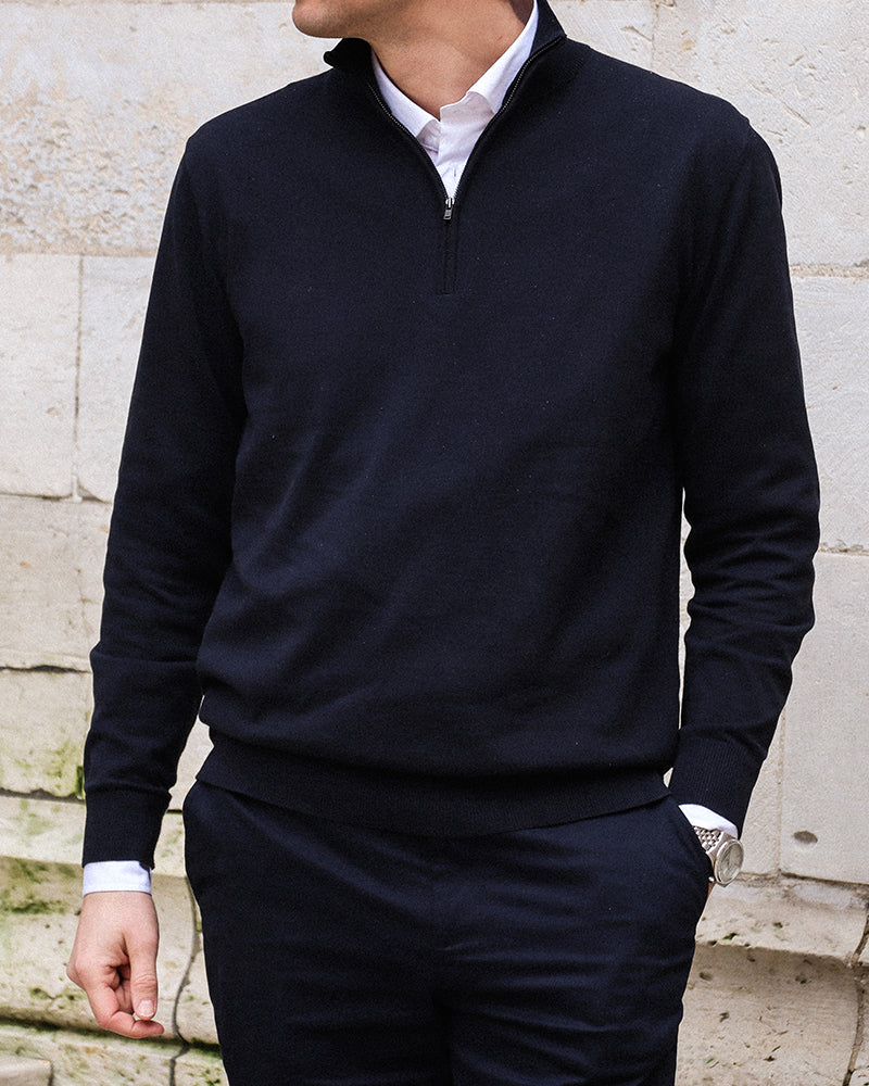 The Signature Kvist Cotton 3/4-Zip Navy