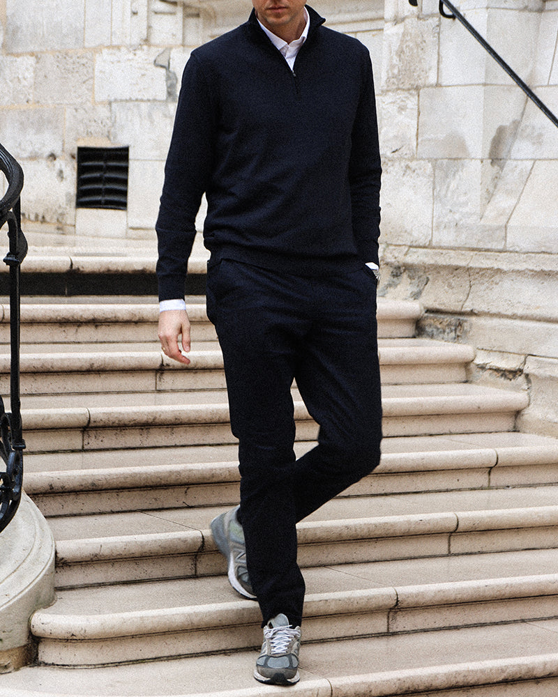 The Signature Kvist Cotton 3/4-Zip Navy