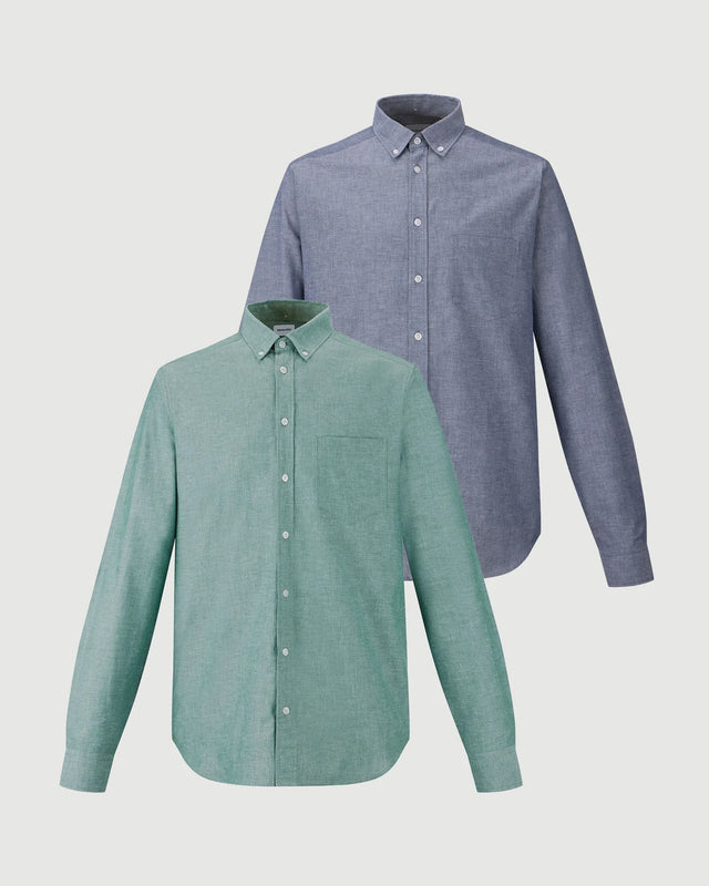 2pk Perfekt skjorta Brooklyn Grön + Blå