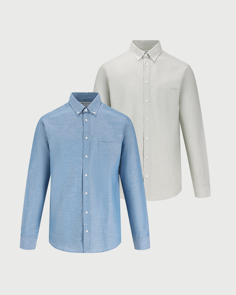 2pk Perfect Linen Shirt Teal + Kelp