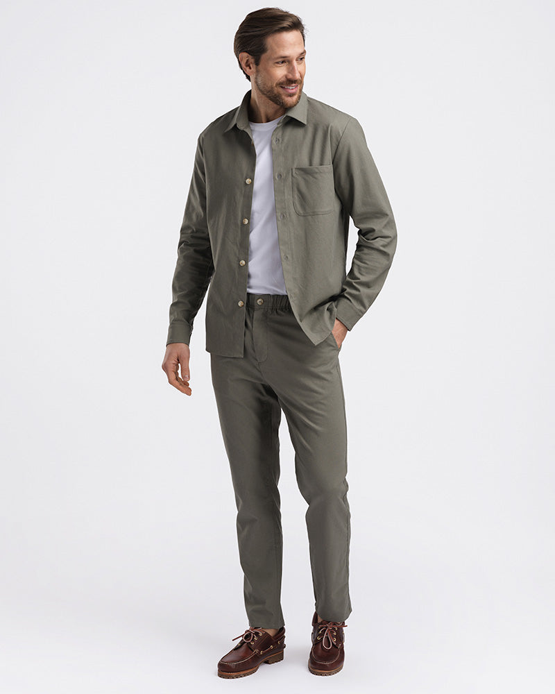 2pk Premium Linen Pants + Overshirt Olive