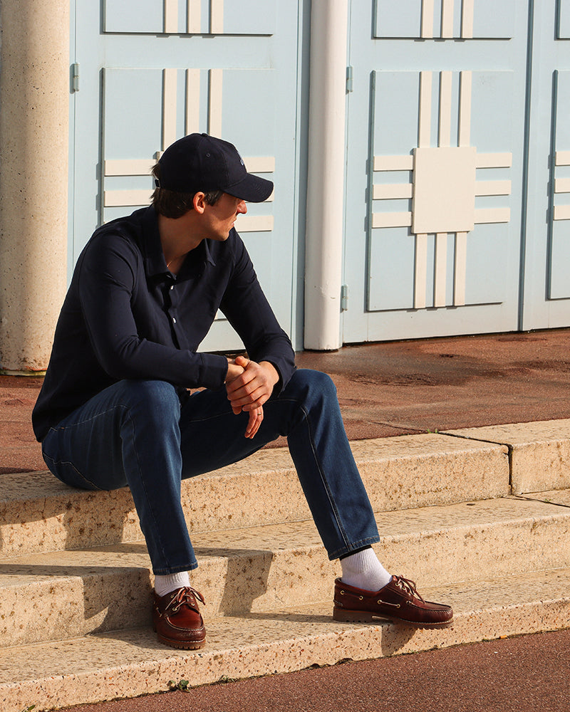 Piqué Button Down Navy