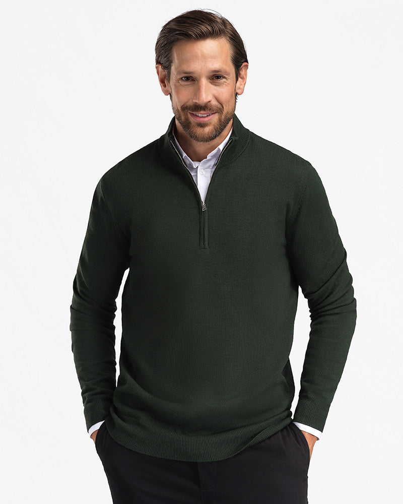 2pk Kvist Merino 3/4-Zip Green + Charcoal