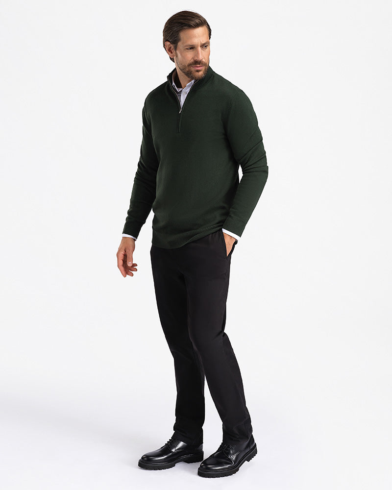 2pk Kvist Merino 3/4-Zip Green + Charcoal