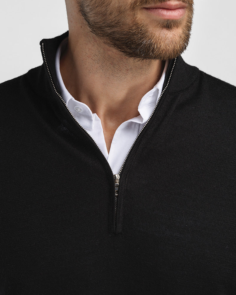 2pk Kvist Merino 3/4-Zip Black + Grey