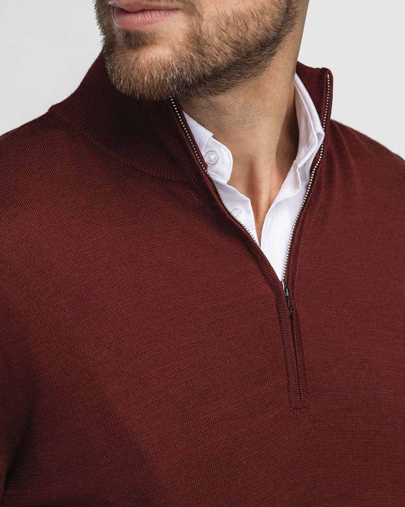 Kvist Merino 3/4-Zip Burgundy