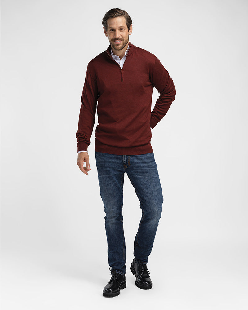 2pk Kvist Merino 3/4-Zip Green + Burgundy