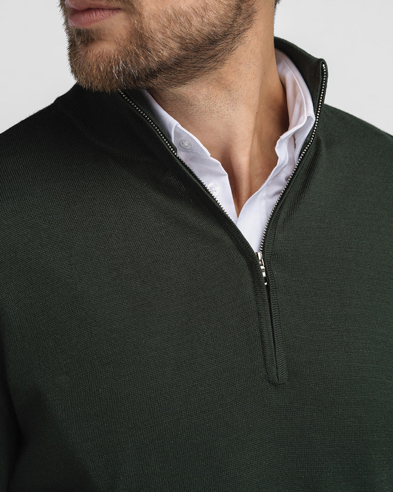 Kvist Merino 3/4-Zip Green