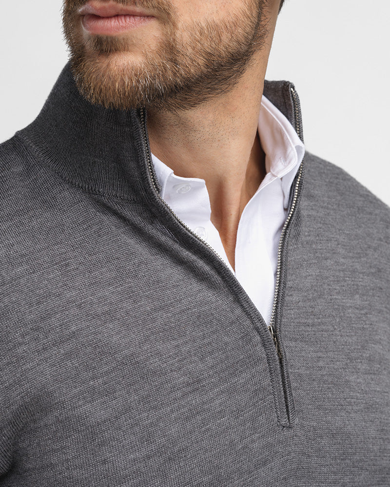 2pk Kvist Merino 3/4-Zip Black + Grey