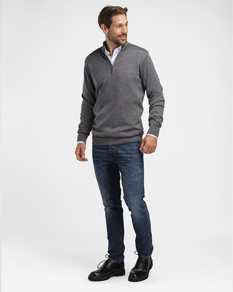 Kvist Merino 3/4-Zip Grey