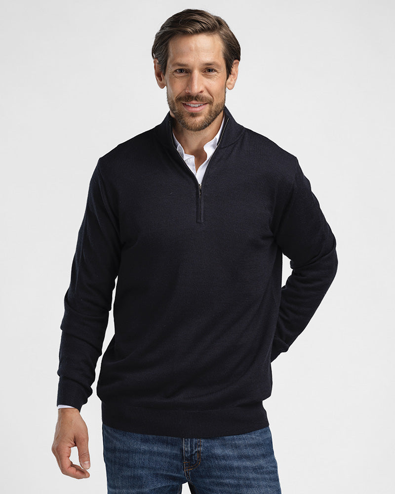 2pk Kvist Merino 3/4-Zip Navy + Black