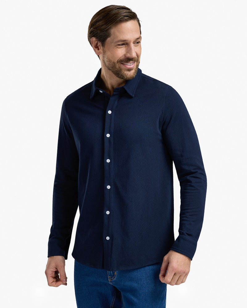 Piqué Button Down Navy