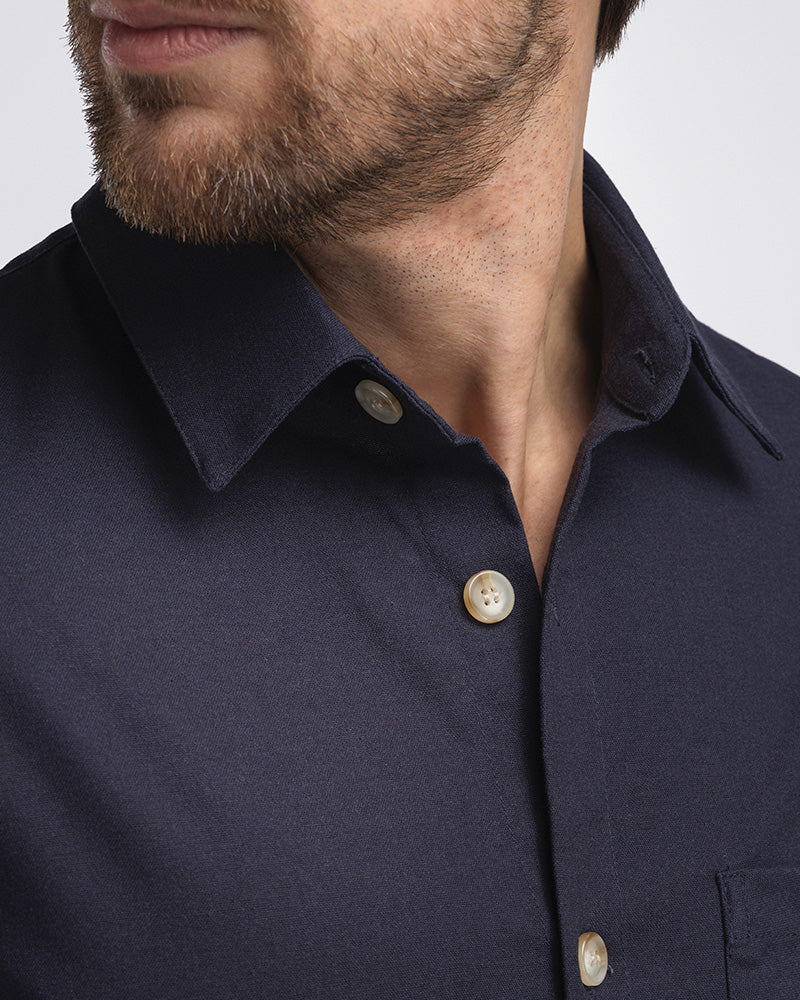 Premium Linen Overshirt Navy