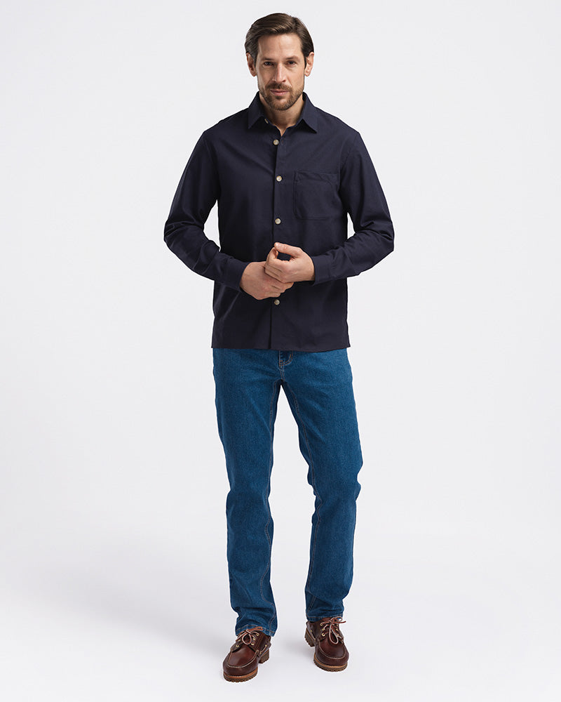 Premium Linen Overshirt Navy