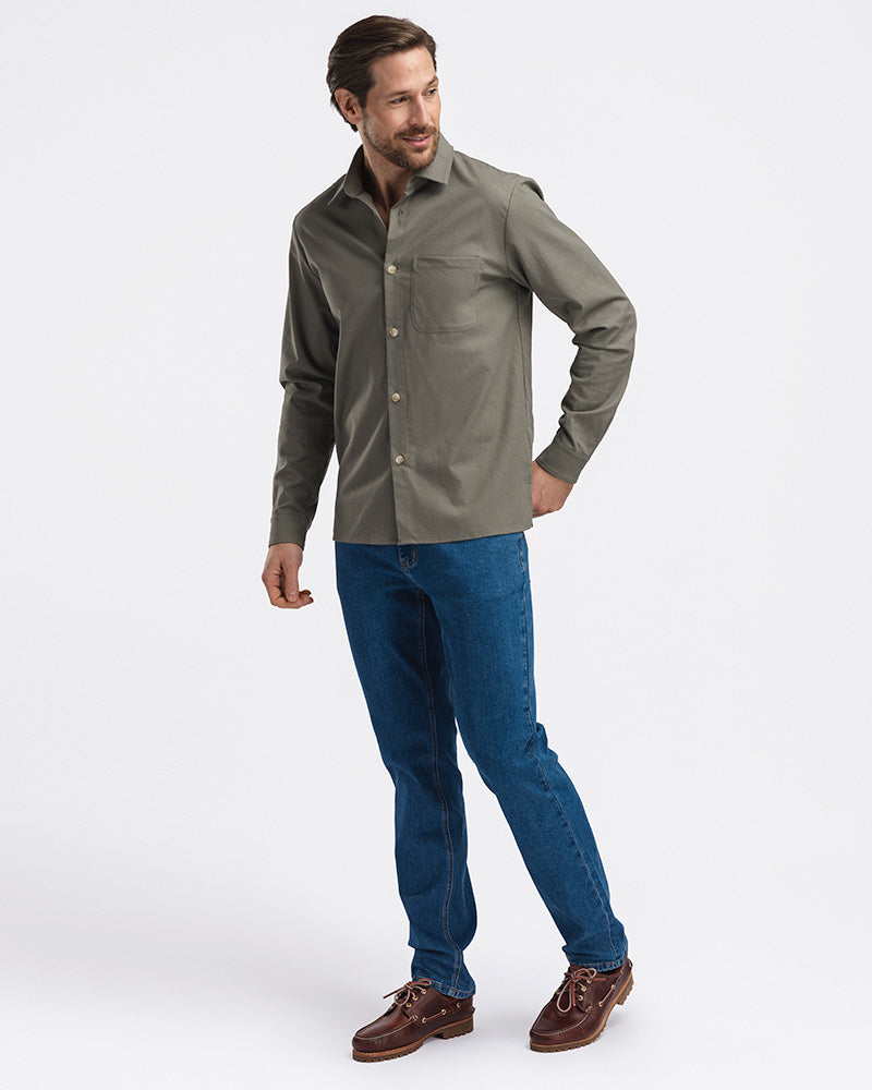 Premium Linen Overshirt Olive