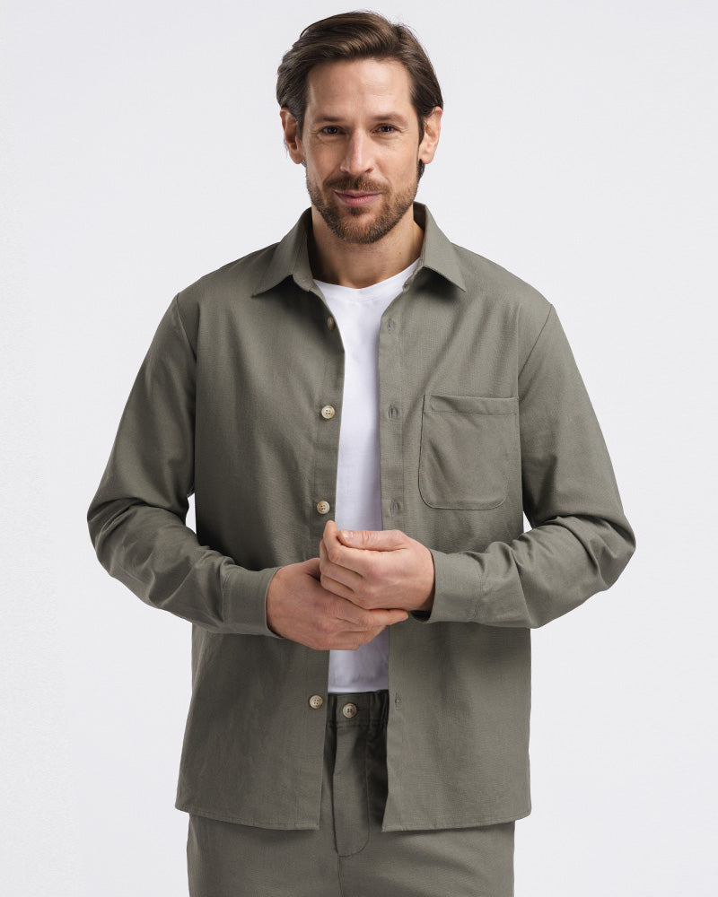 2pk Premium Linen Pants + Overshirt Olive