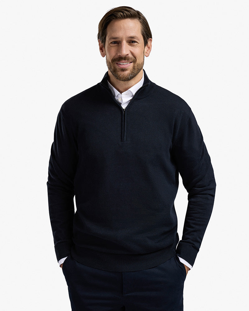 The Signature Kvist Cotton 3/4-Zip Navy