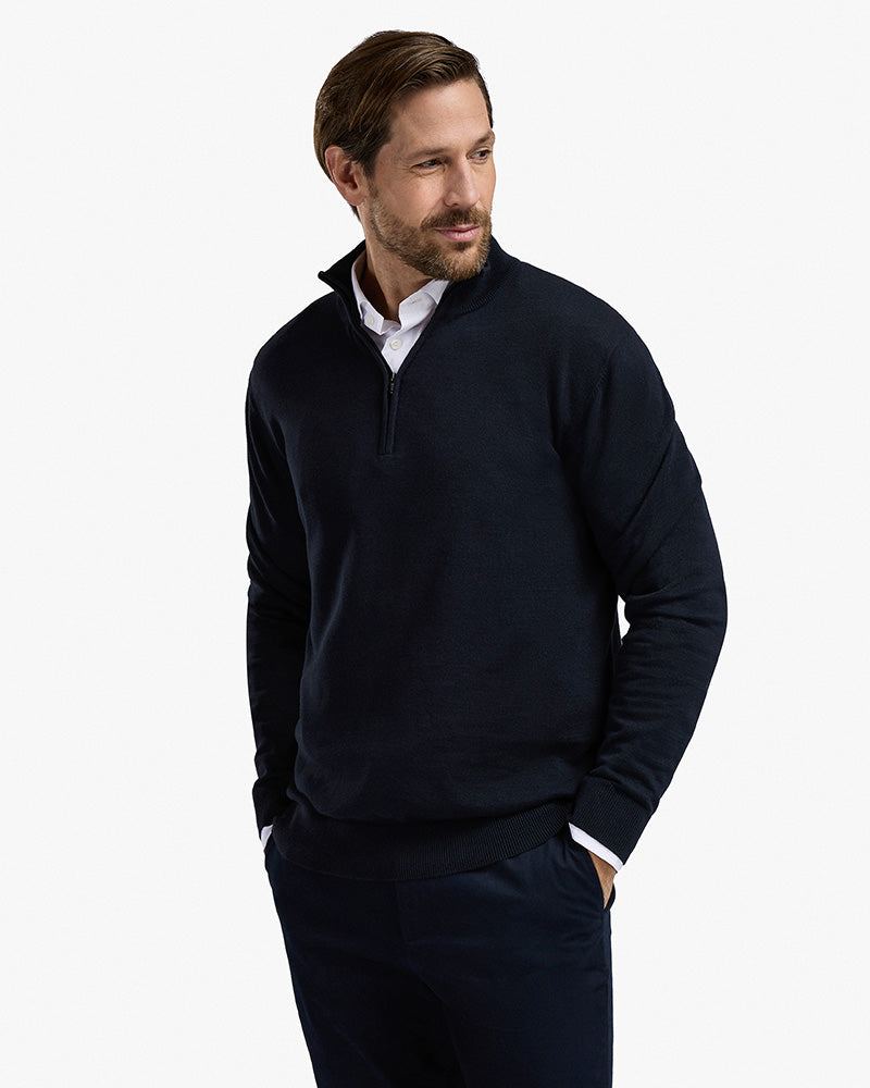 The Signature Kvist Cotton 3/4-Zip Navy