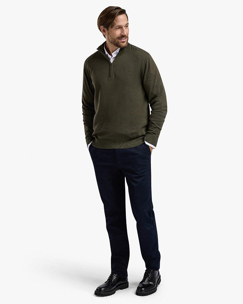 The Signature Kvist Cotton 3/4-Zip Forest Night