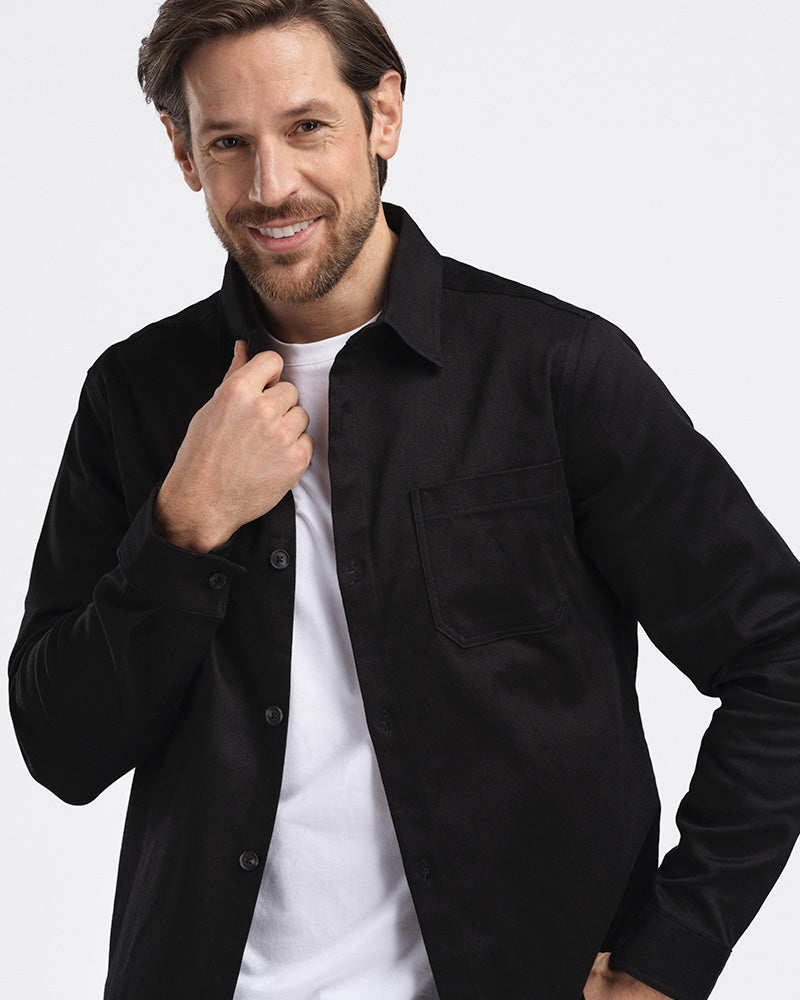 Stretch Twill Overshirt Black