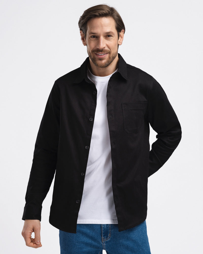 Stretch Twill Overshirt Black