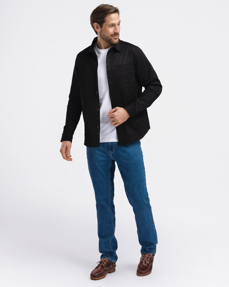 Stretch Twill Overshirt Black